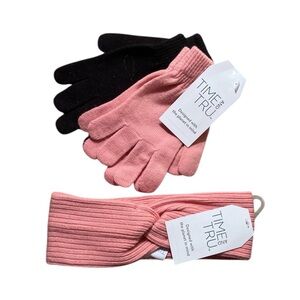 Time And Tru Soft Mimosa Headwrap And Gloves